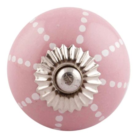 Pink Line Dotted Ceramic Dresser Knobs Online